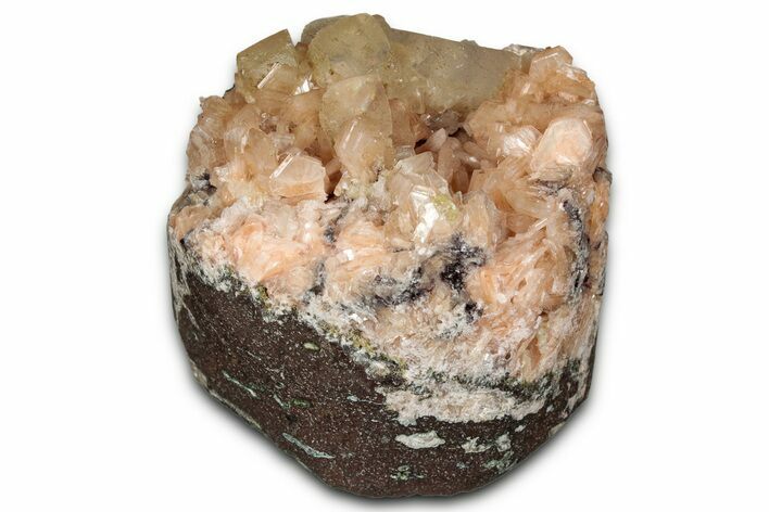 Gemmy Calcite Crystals on Peach Stilbite - India - India #342977